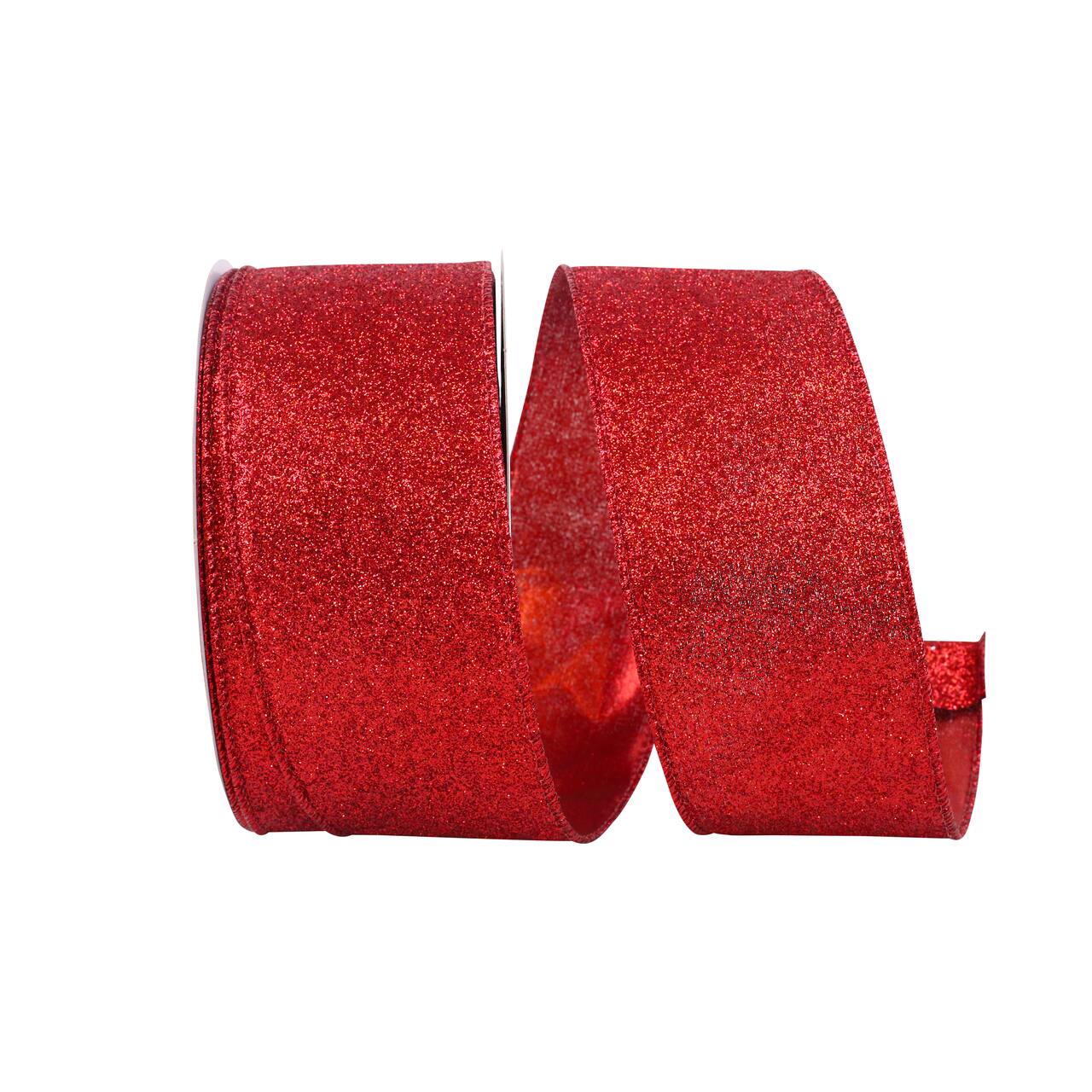 JAM Paper 2.5" x 25yd. Glitter Lamé Wired Ribbon